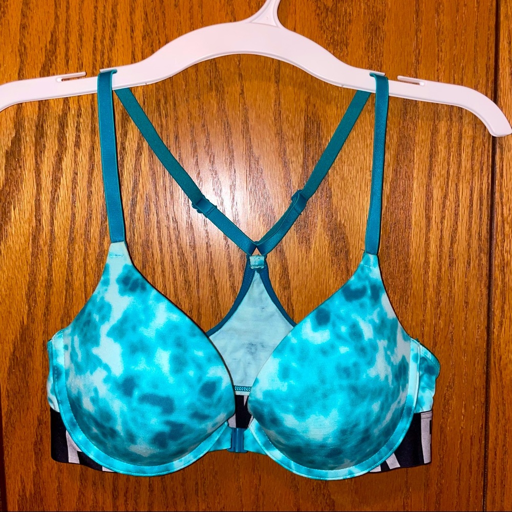 Blue tie dye PINK push up bra